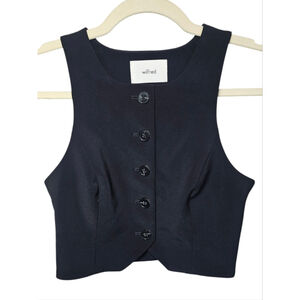 Aritzia Wilfred Vest Black Button Up Tailored Cropped NWOT Regal Crepe Size 00